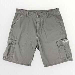 Wrangler Cargo Shorts Mens Distressed Grey Work Utility Casual Outdoor 10" Ins